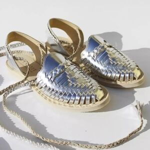 Alebrije Huarache Sandals  Silver Cempasuchil  *new*